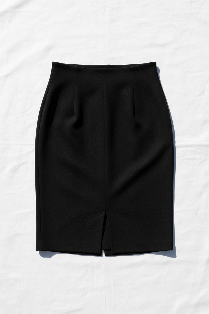Black pencil skirt - front view 2 flat lay