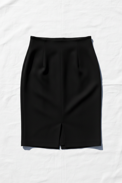 Black pencil skirt - front view 2 flat lay
