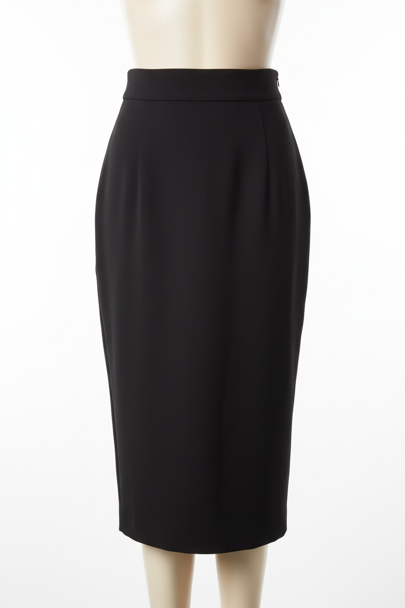 Black pencil skirt - front view 1 on mannequin white background