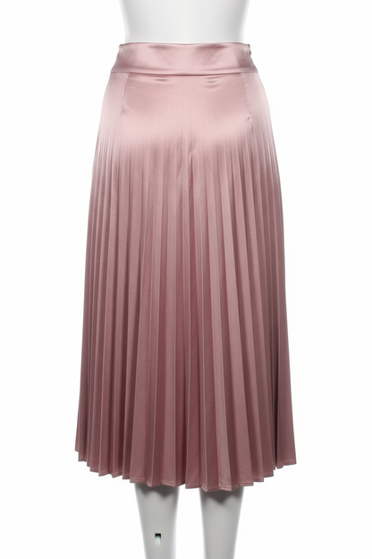 Dusty rose pleated midi skirt - back view on mannequin