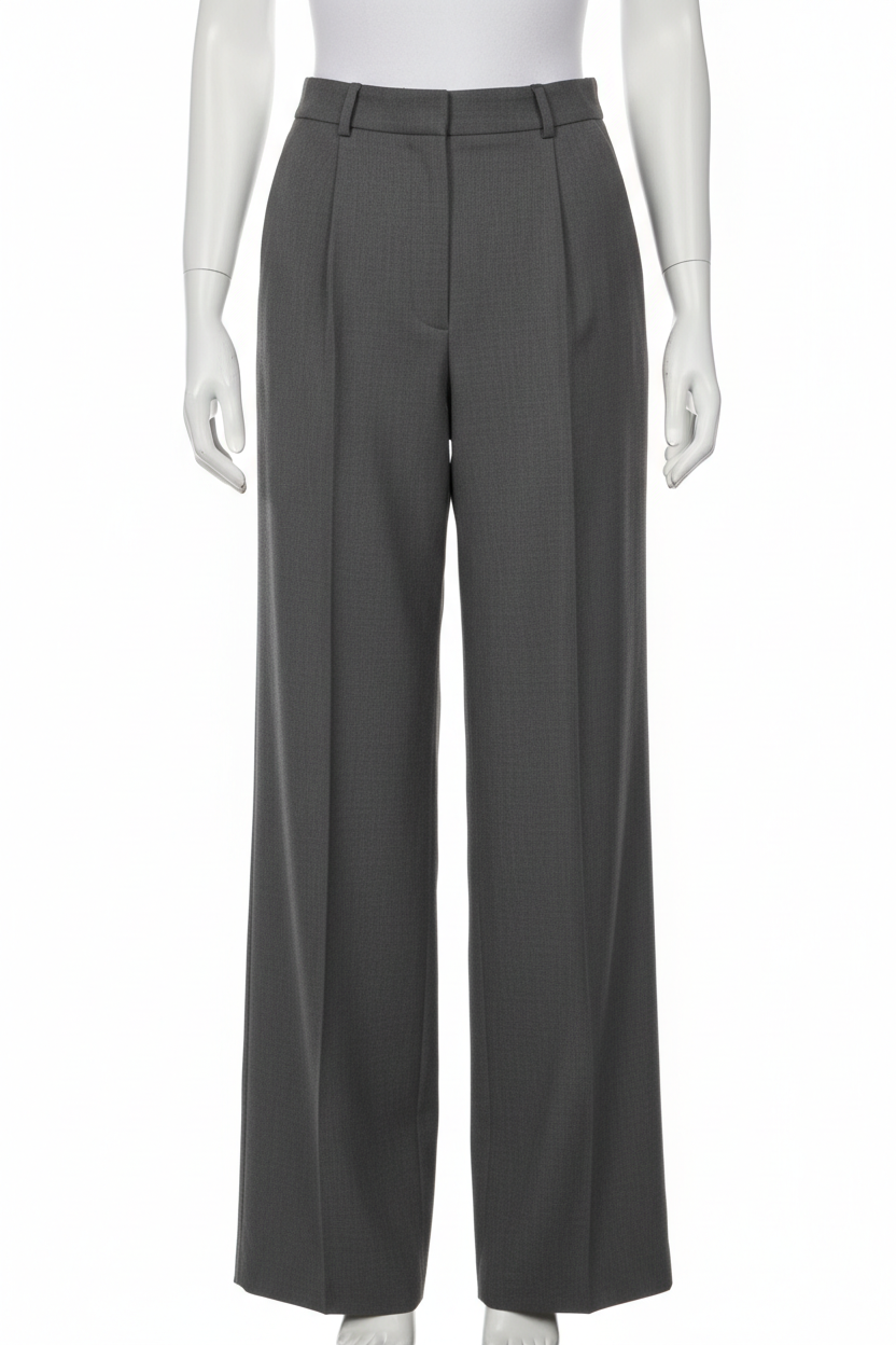 Charcoal grey wide-leg trousers - front view 2 on mannequin