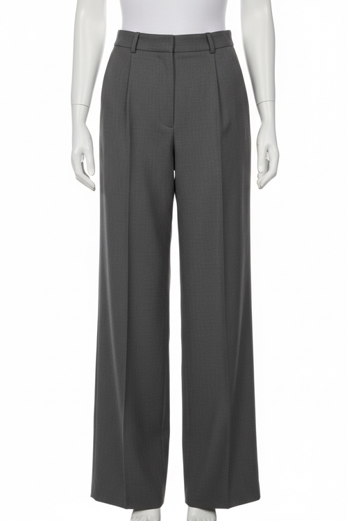 Charcoal grey wide-leg trousers - front view 2 on mannequin