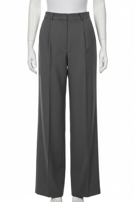 Charcoal grey wide-leg trousers - front view 2 on mannequin